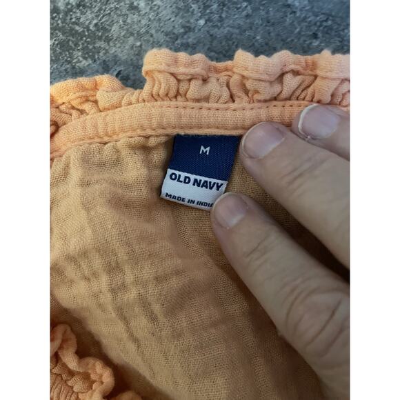OLD NAVY Dress M Orange Blossom Mini Gauzy Short Sleeve Cotton Summer Casual - Picture 6 of 12